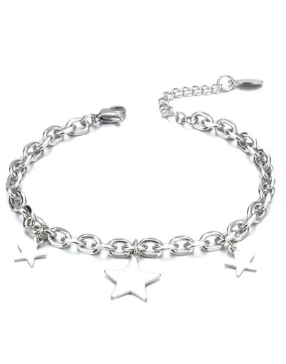 925 STERLING SILVER STAR BRACELET , STAR CHARM CHAIN BRACELET, GIFT BAG