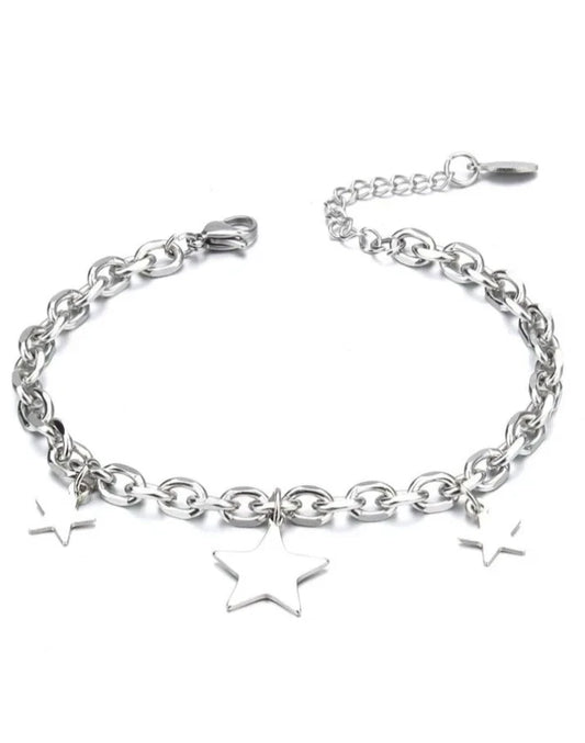 925 STERLING SILVER STAR BRACELET , STAR CHARM CHAIN BRACELET, GIFT BAG