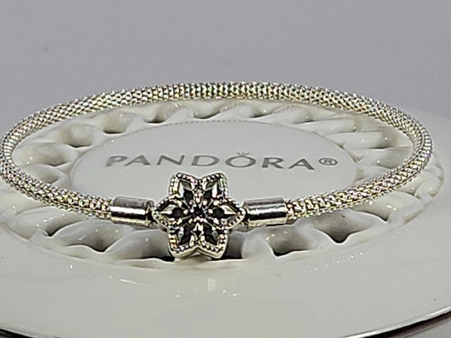 Pandora Sterling Silver Bright Star Snowflake Mesh Bracelet
