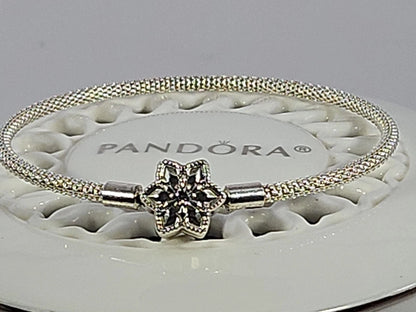 Pandora Sterling Silver Bright Star Snowflake Mesh Bracelet