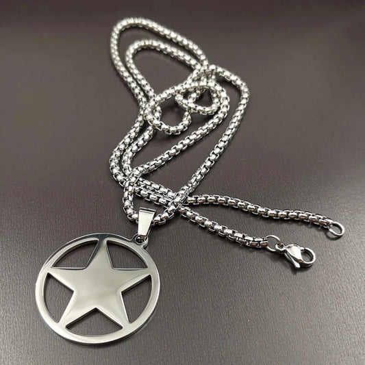 Inversion Pentagram star stainlss steel pendant with necklace 24"