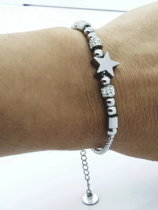 WOMEN'S STAINLESS STEEL STAR JEWELLERY BRACELET SILVER