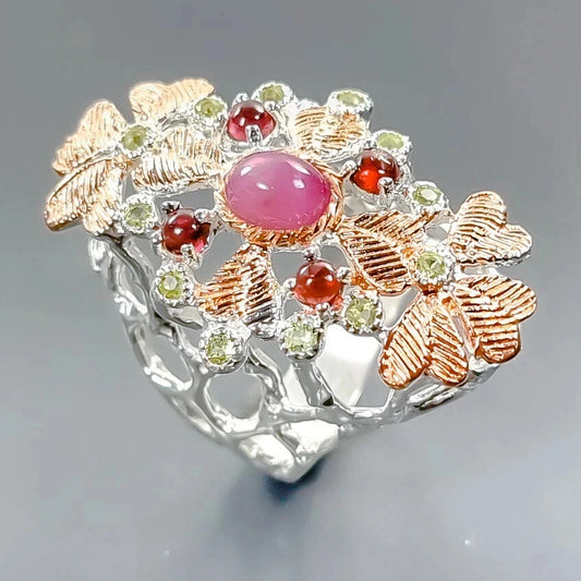 Jewelry gift Star ruby Ring 925 Sterling Silver Size 6.5 /B-R3127