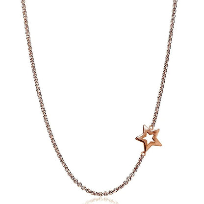 Polished Open Star Sideways Chain Necklace in Gold Plated Sterling Silver