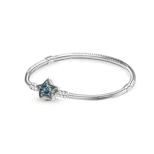 Blue Star Bracelet 925 Sterling Silver Bracelet Clasp Snake Chain Bracelet