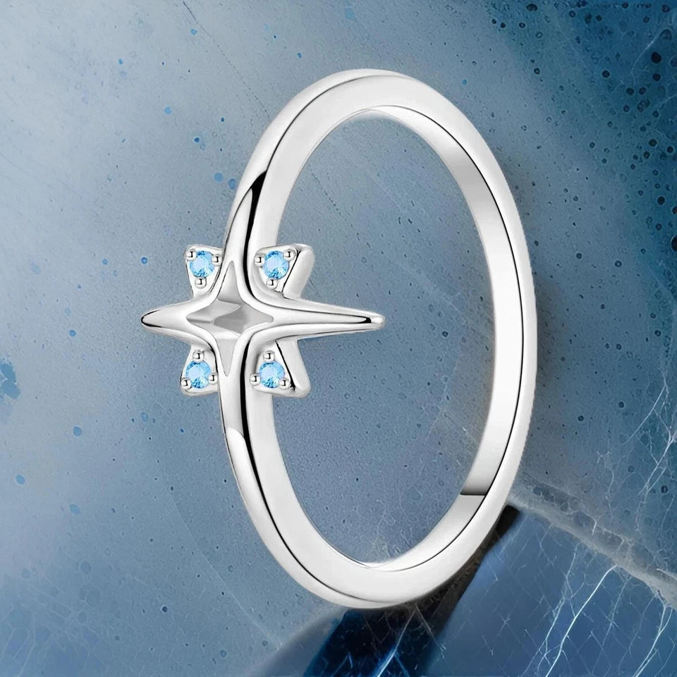 Crystal Star Ring 925 Sterling Silver Ring