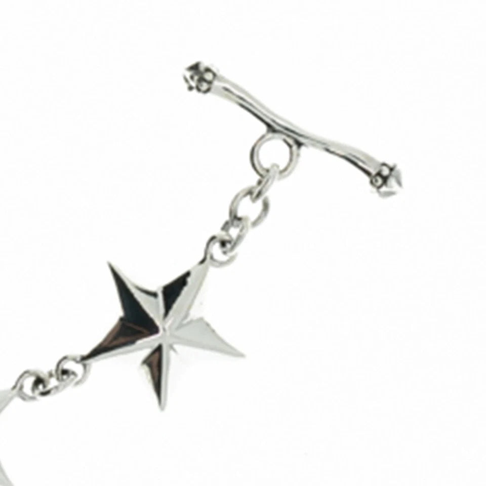 5 pointed star 925 sterling silver Bracelet Bangle Gothic Biker