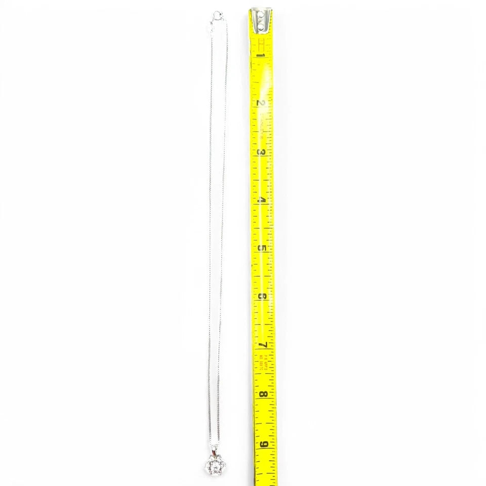 Italy 925 Sterling Silver CZ Pendant Necklace Floral Star Box Chain 18" VIDEO!