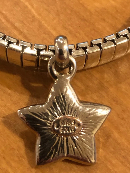 Kirk's Folly Silver Stretch Bangle Bracelet with Pave Star Charm | 7 inches