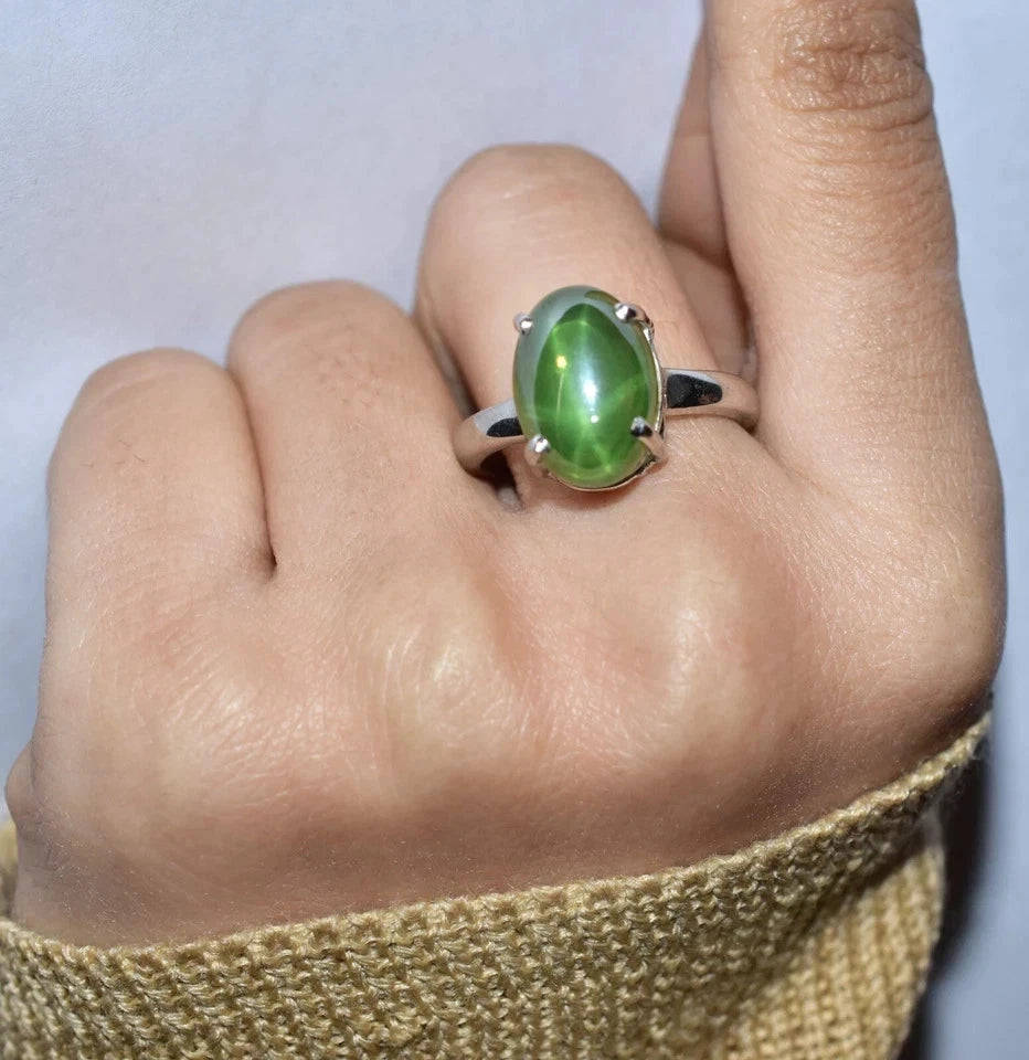 925 Sterling Silver Ring Star Sapphire Cabo Treated Certified Wedding Gift Ring