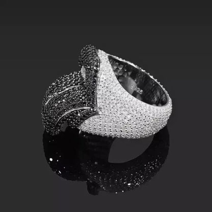 3Ct Round Cut Real Moissanite Band Men's Charm Pinky Ring 14K White Gold Plated