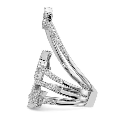 Sterling Silver Rhodium-plated Cubic Zirconia Star Ring Size 6