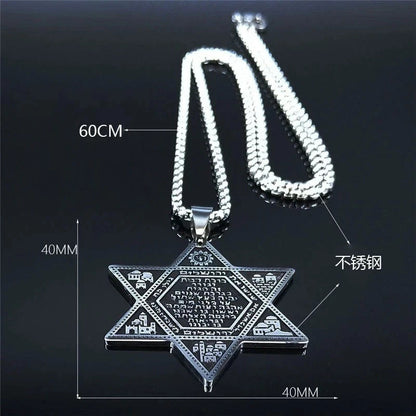 NEW Hexagram Star Pendant Jewish Star of David Stainless Steel Necklace