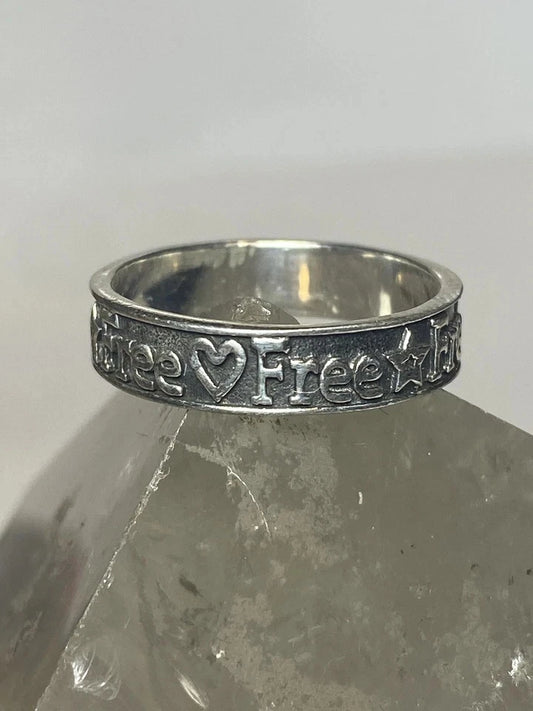 Free ring Stars Heart band with words sterling silver women girls