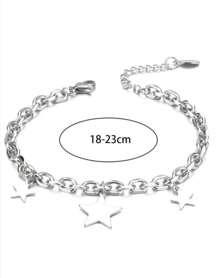 925 STERLING SILVER STAR BRACELET , STAR CHARM CHAIN BRACELET, GIFT BAG