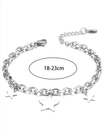 925 STERLING SILVER STAR BRACELET , STAR CHARM CHAIN BRACELET, GIFT BAG