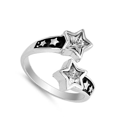 Clear CZ Shooting Star Fashion Girl Ring New 925 Sterling Silver Band Sizes 5-11