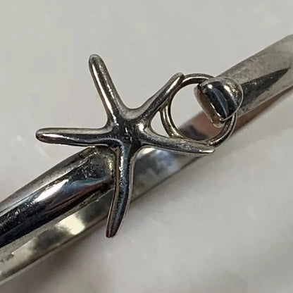 Handcrafted Sterling Silver 925 Bangle Bracelet Starfish Hook