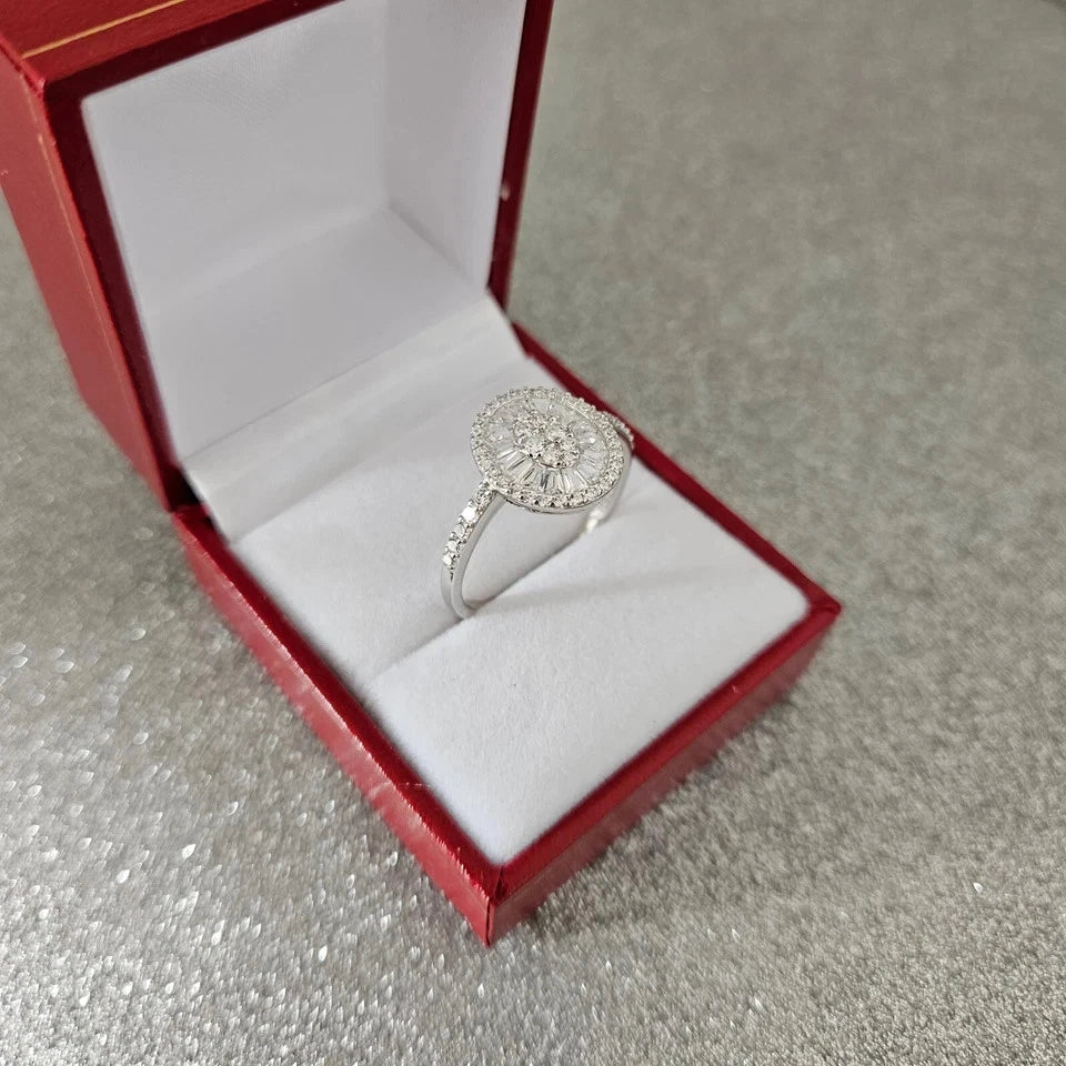 Stunning Swiss Star Zirconia Cluster Ring in Sterling Silver