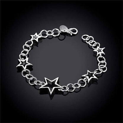 Star Chain Bracelet Sterling Silver 7.25 Inch