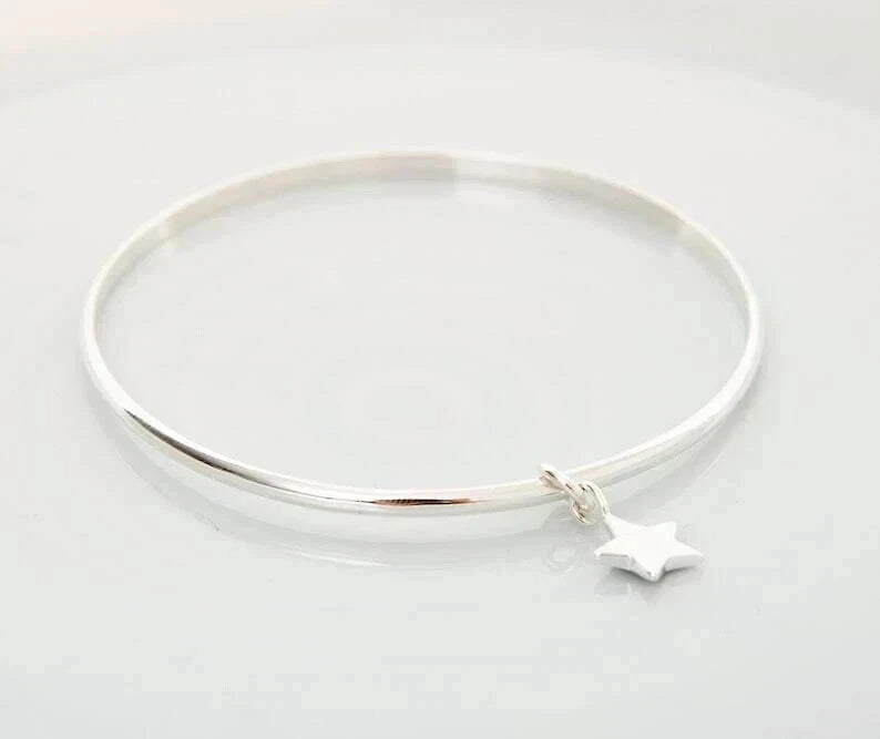 Star bangle Sterling silver bangle Star Jewelry Friend Gift Women Bangle