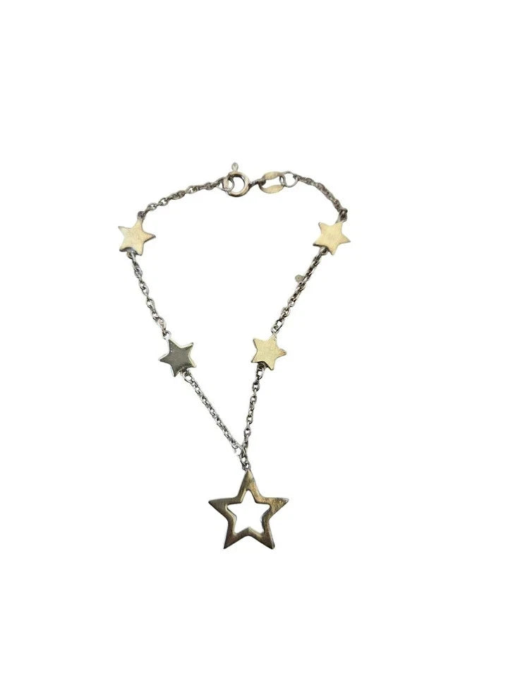 Italy 925 Sterling Silver Childrens or Baby Star Charm Bracelet