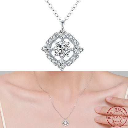 AAA CZ Square Stars S925 Sterling Silver Necklace Clavicular Chain For Women