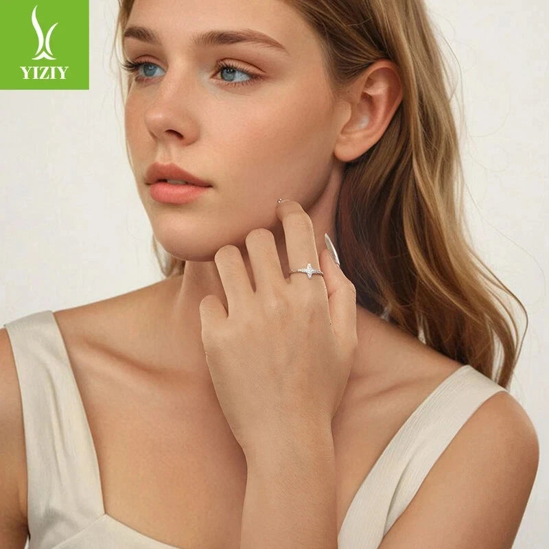 Fashion Exquisite 925 Sterling Silver Sparkling Star CZ Rings Women Gift Jewelry