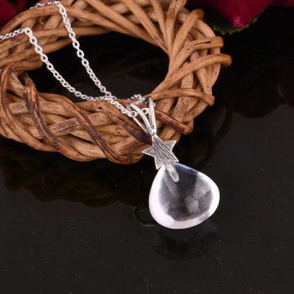 Elegant Crystal Quartz Heart Pendant With Star 925 Silver Necklace Jewelry Gift