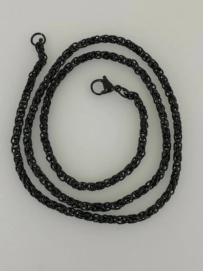 GUNMTAL COLOR FAMOUS STARS & STRAPS CZ PENDANT + 18" STAINLESS STEEL NECKLACE