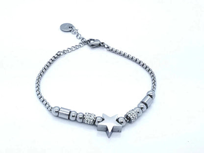 WOMEN'S STAINLESS STEEL STAR JEWELLERY BRACELET SILVER
