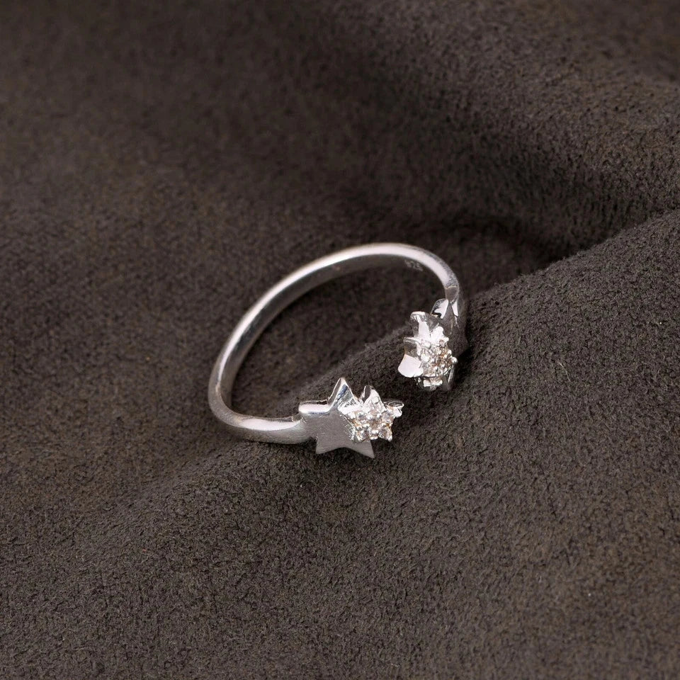 Delicate Star Stackable Ring in 925 Silver With CZ Zircon Engagement Ring Gift