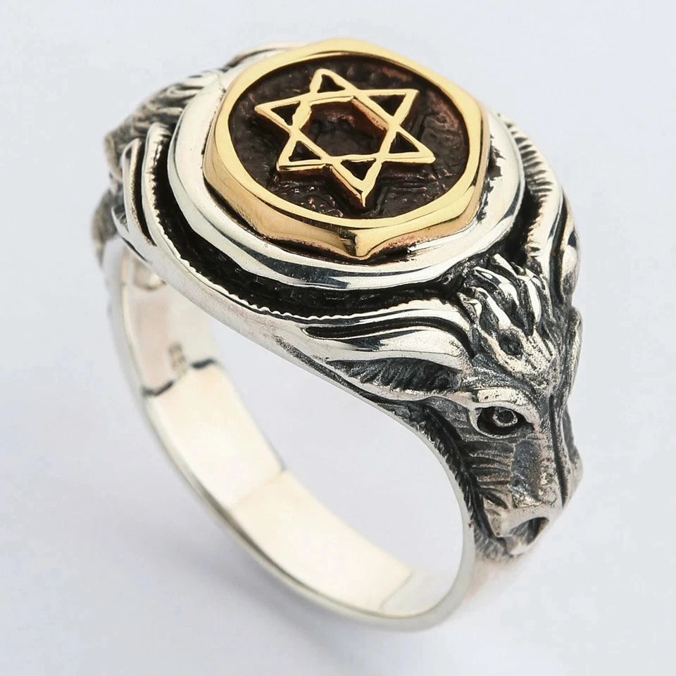 STAR 925 STERLING SILVER BAND RING NEW MEN'S ROCKER DESIGNER BIKER