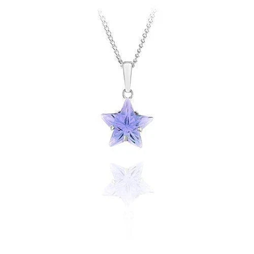 Sterling silver 10mm cz star pendant necklace