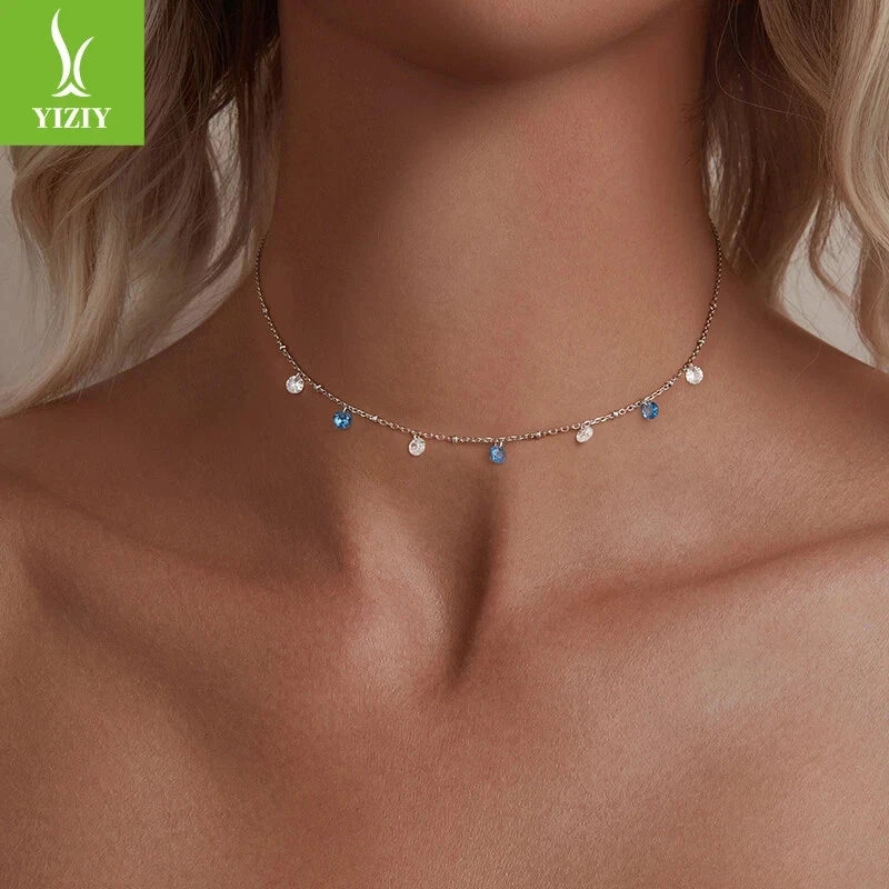 Fashionable Classic Real 925 Sterling Silver Shining Star Necklace Jewelry Women