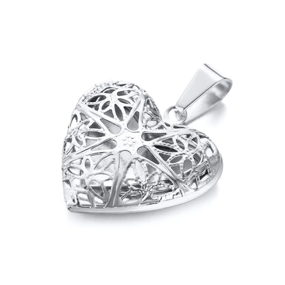 Heart-shaped Pendant necklace Stainless steel hollowed out six-pointed star 20''