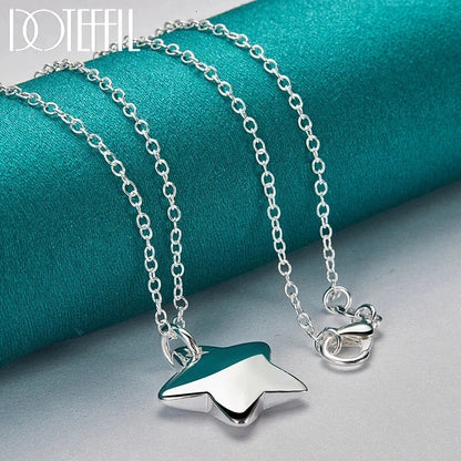 DOTEFFIL Genuine 925 Sterling Silver Star Pendant Necklace Charm Fashion Jewelry