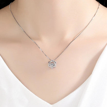 Genuine 925 Sterling Silver Solid Crystal Star Pendant Necklace Chain Stunning