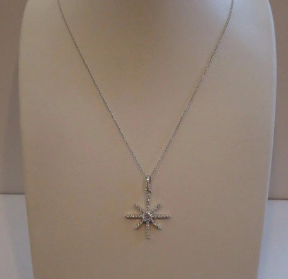 925 STERLING SILVER STAR DESIGN PENDANT NECKLACE W/ 1 CT LAB CREATED DIAMONDS
