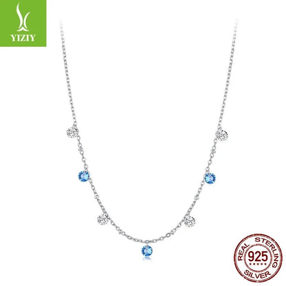 Fashionable Classic Real 925 Sterling Silver Shining Star Necklace Jewelry Women