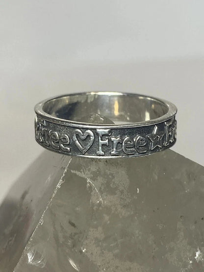 Free ring Stars Heart band with words sterling silver women girls