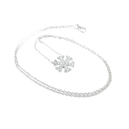 12mm Snowflake White CZ Crystals Pendant/Chain/Necklace - 925k STERLING SILVER