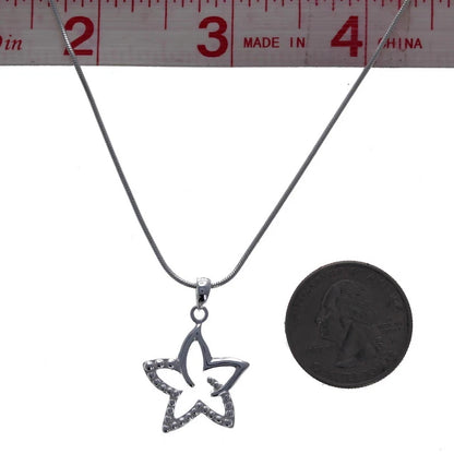 Star Necklace, Sterling Silver, Necklace, Star Pendant, Snake Chain, 925 Sterlin