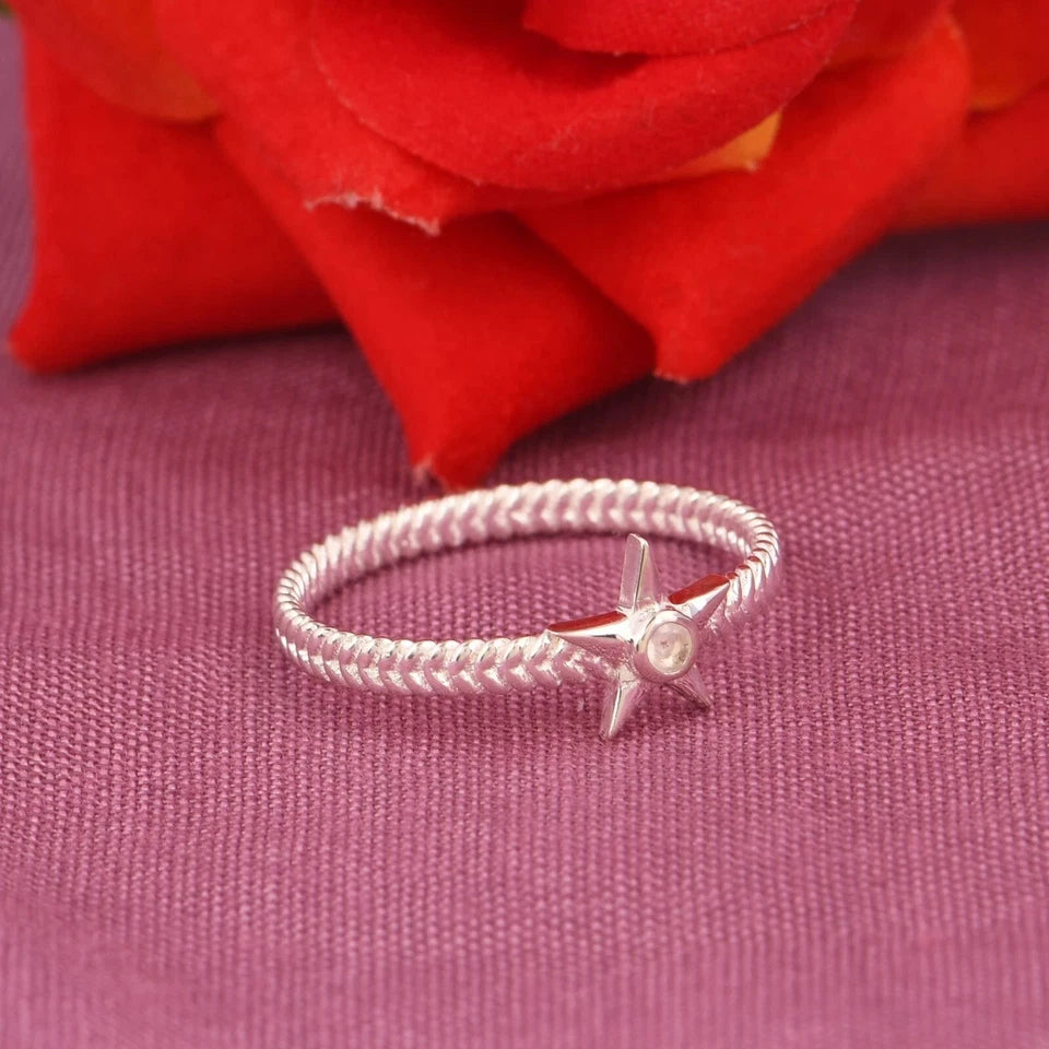 Sterling Silver Star Shape Ring Handmade Twisted Double Band Ring For Engagement