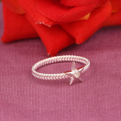 Sterling Silver Star Shape Ring Handmade Twisted Double Band Ring For Engagement