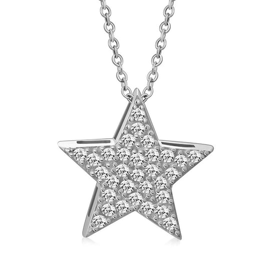My Daily Styles 925 Sterling Silver Star-Shaped CZ Pendant Necklace