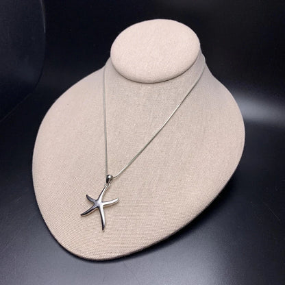 Starfish Pendant Necklace Sea Star Silver Tone Simple Classic Nautical