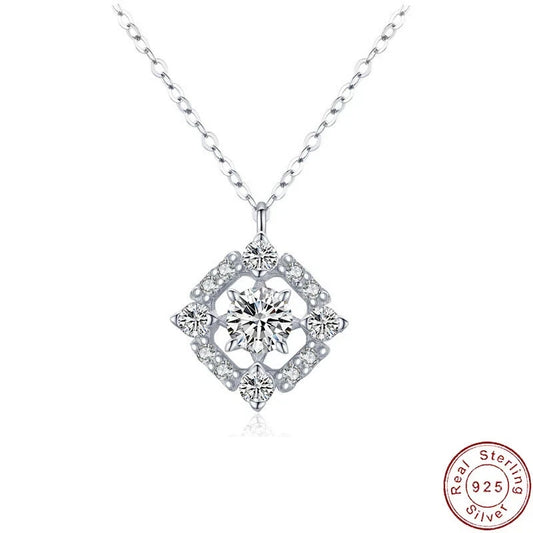 AAA CZ Square Stars S925 Sterling Silver Necklace Clavicular Chain For Women