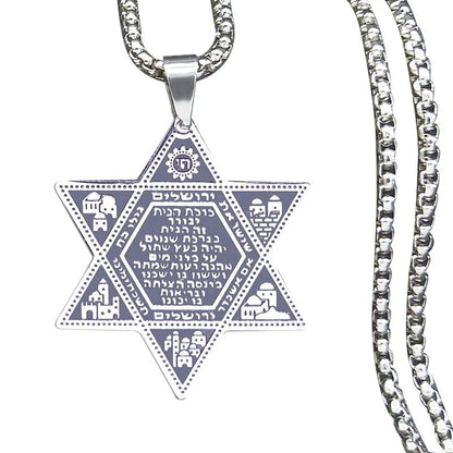 NEW Hexagram Star Pendant Jewish Star of David Stainless Steel Necklace