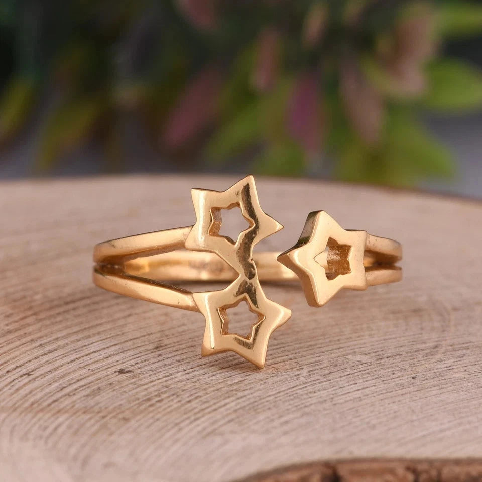 Ethnic Multiple Loop Star Ring Gold Plated Minimalist Dainty Ring Celestial Ring